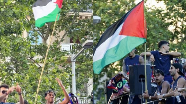 پرچم فلسطین در دستان ستاره بارسا