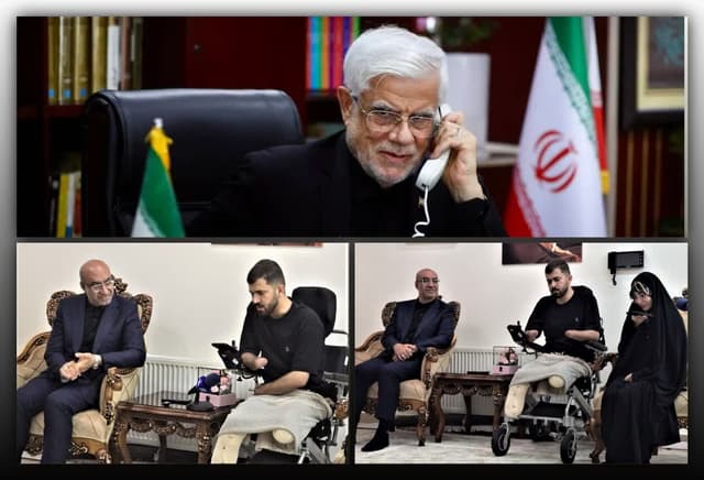 معاون اول رئیس‌جمهور با جانباز کرمانشاهی جنگ رمضان گفت‌وگو کرد