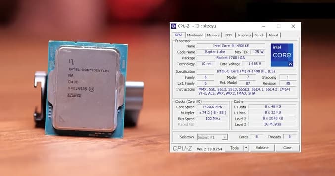 پردازنده معرفی نشده Core i9-14901KE تا فرکانس ۷.۴ گیگاهرتز اورکلاک شد