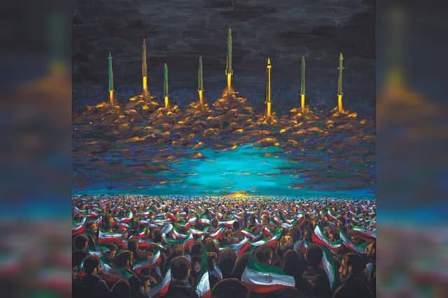 Ali Davoudi’s new painting unveiled to mark Iran’s missile operations against Zionist regime